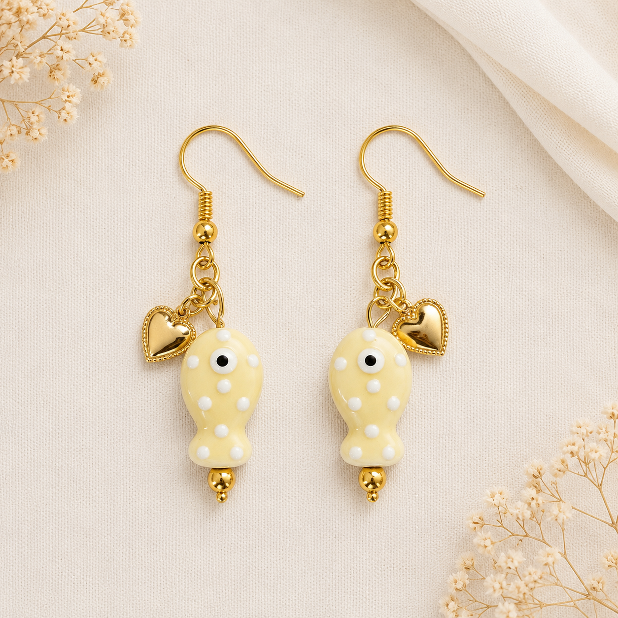 Boucles d'oreilles poisson jaune