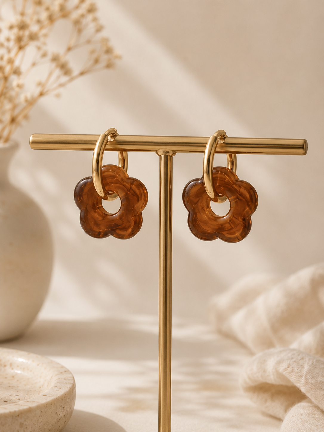 Boucles d'oreilles fleur dorées