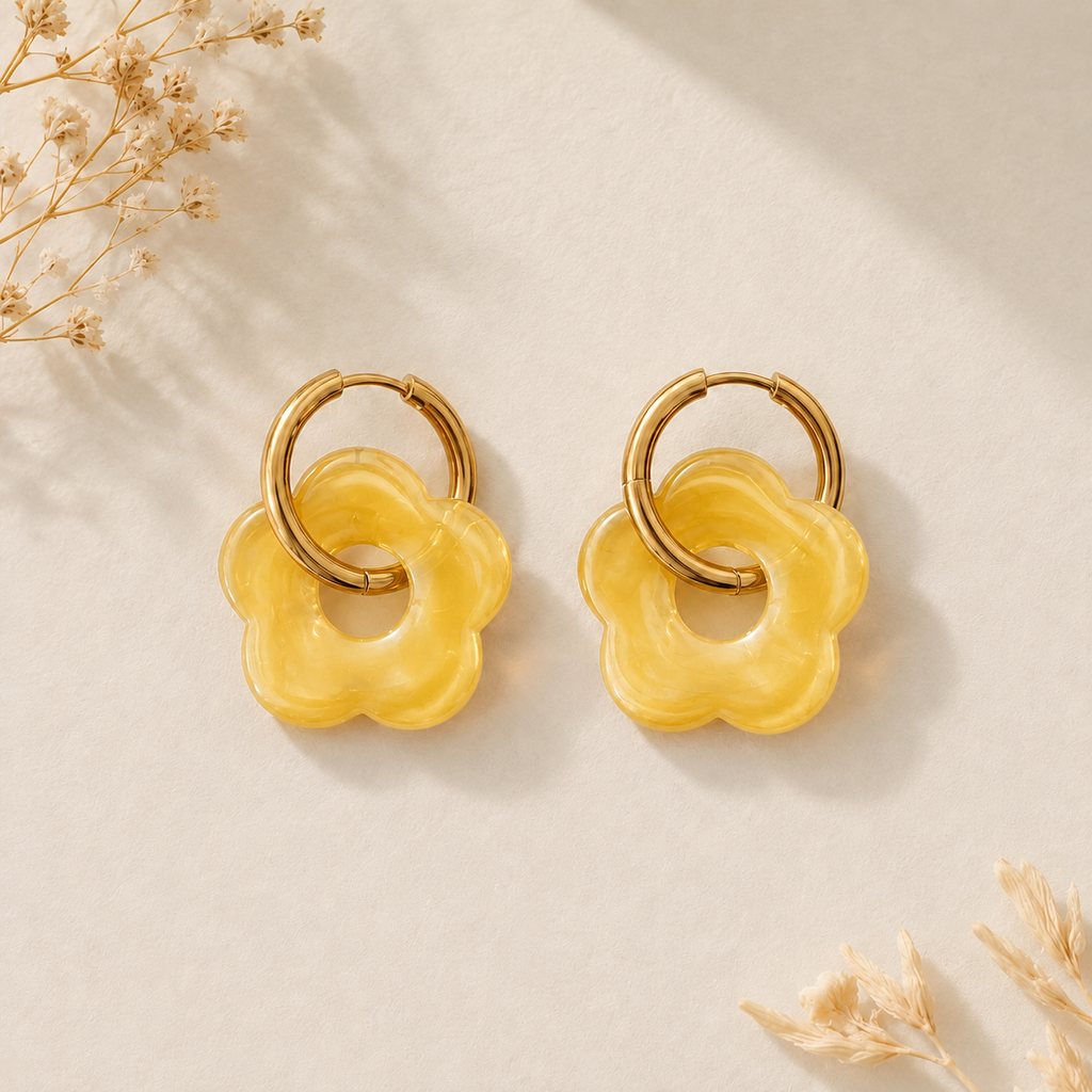 Boucles d'oreilles fleur dorées