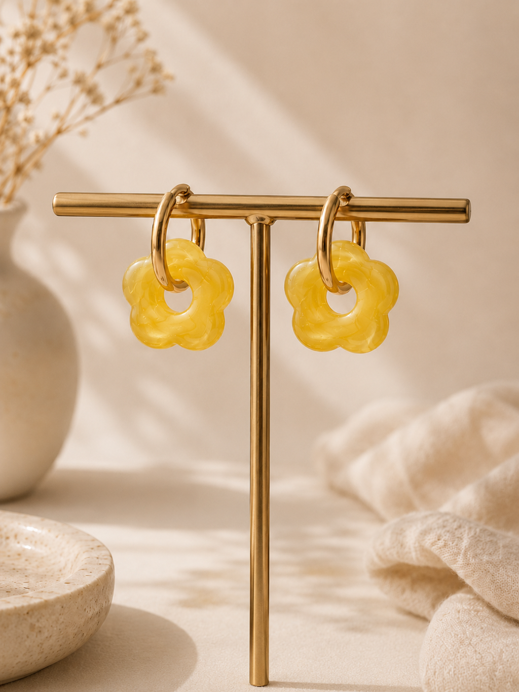 Boucles d'oreilles fleur dorées