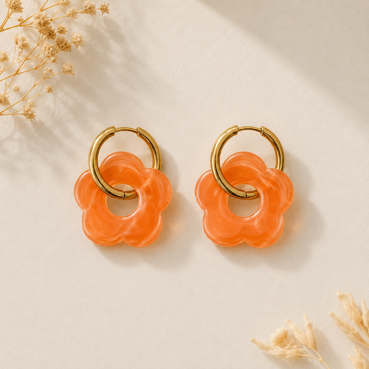 Boucles d'oreilles fleur dorées