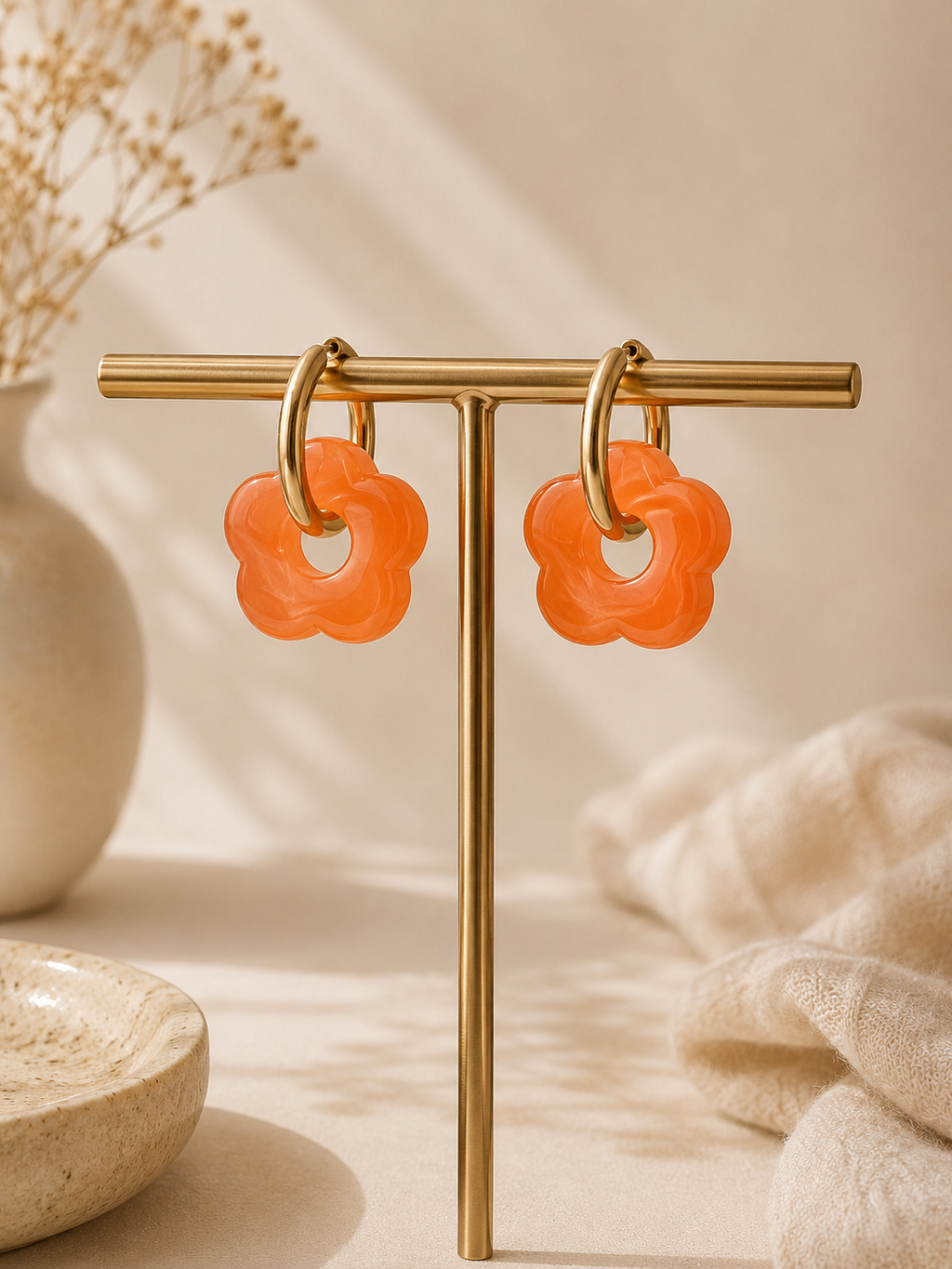 Boucles d'oreilles fleur dorées