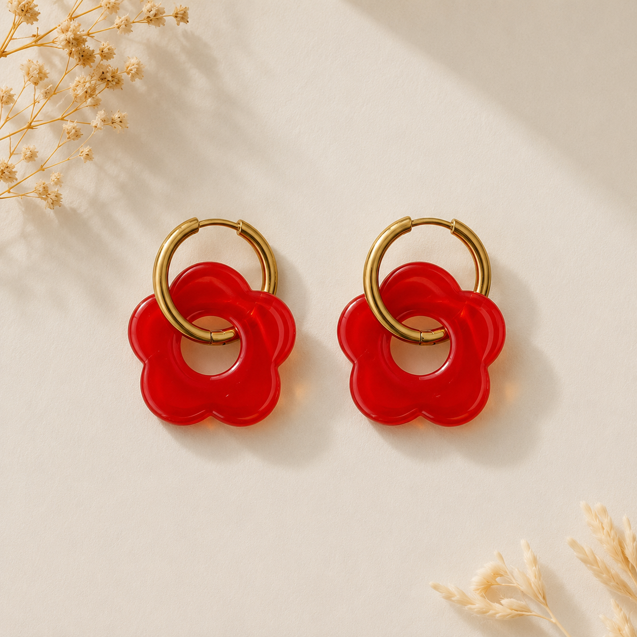 Boucles d'oreilles fleur dorées