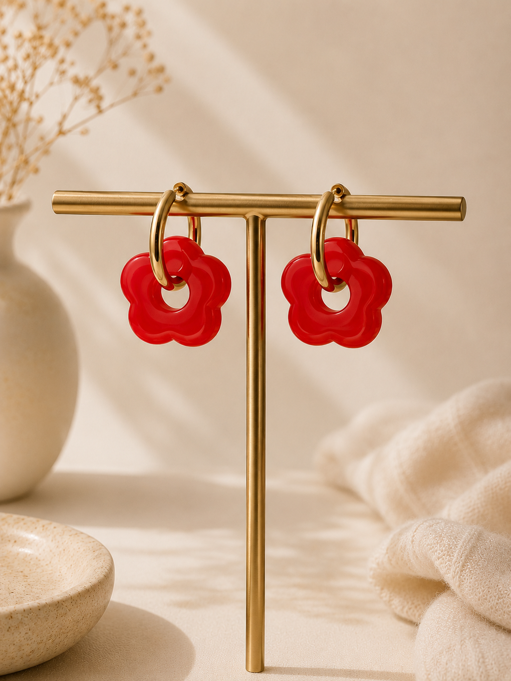 Boucles d'oreilles fleur dorées