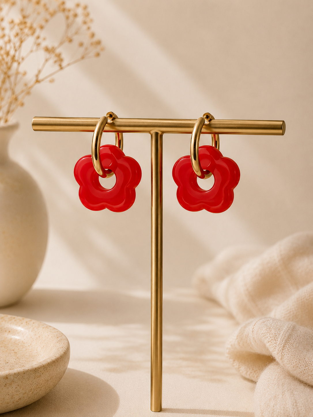 Boucles d'oreilles fleur dorées