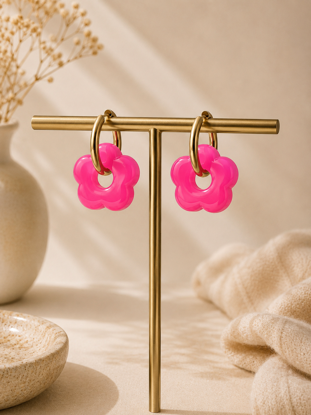 Boucles d'oreilles fleur dorées