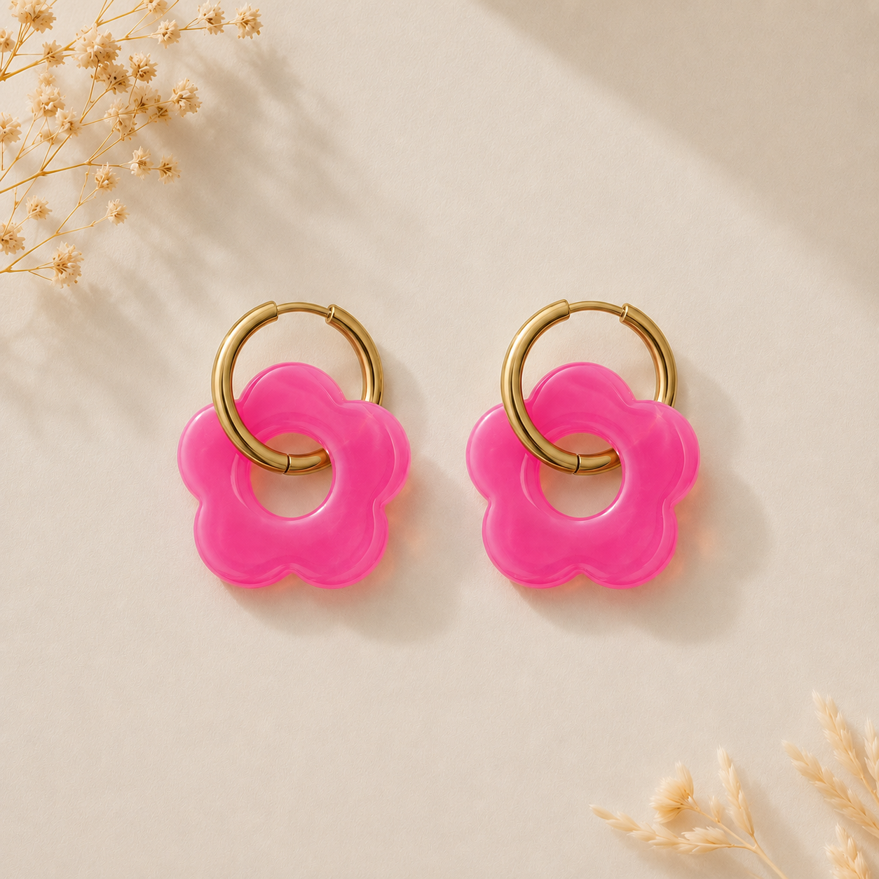 Boucles d'oreilles fleur dorées