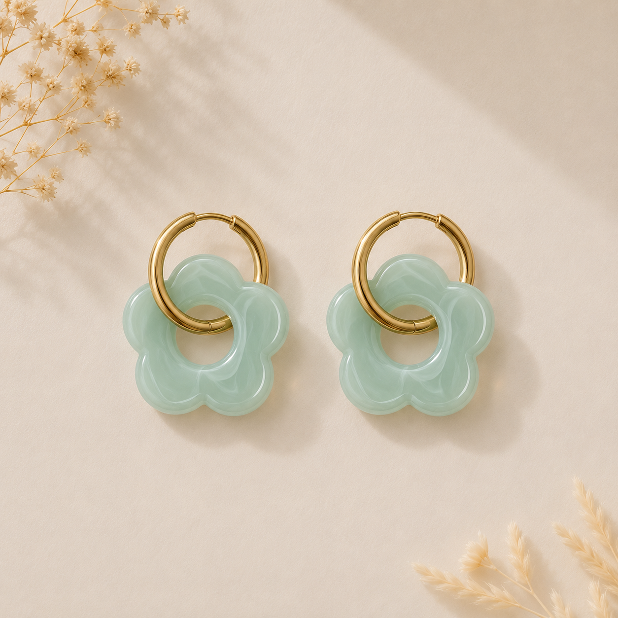 Boucles d'oreilles fleur dorées