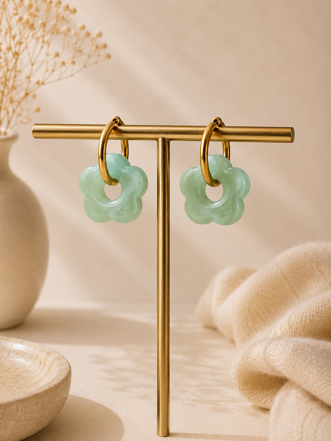 Boucles d'oreilles fleur dorées