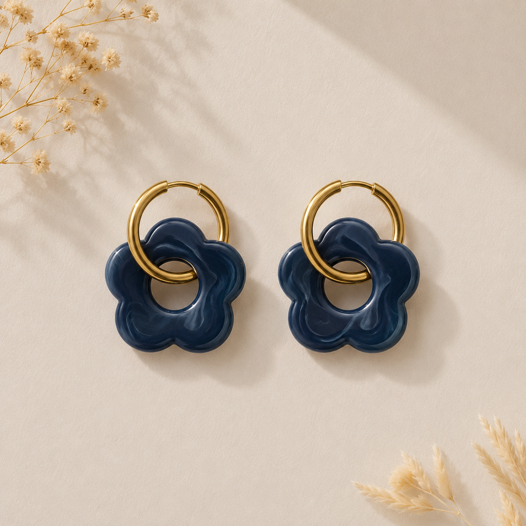 Boucles d'oreilles fleur dorées