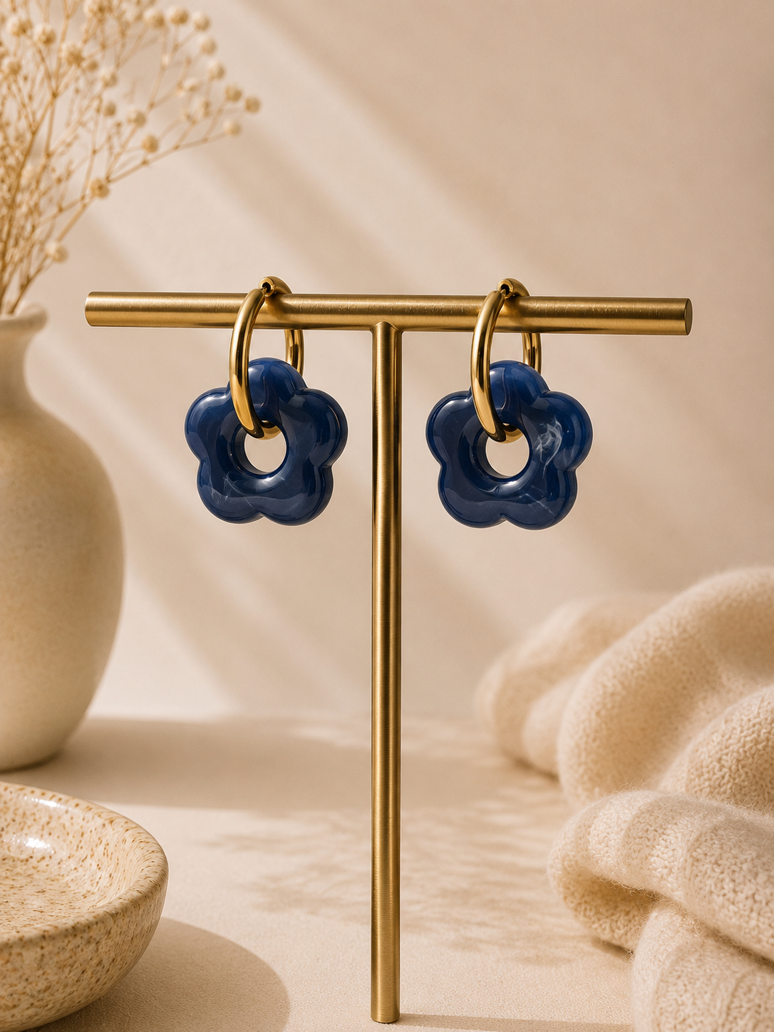 Boucles d'oreilles fleur dorées