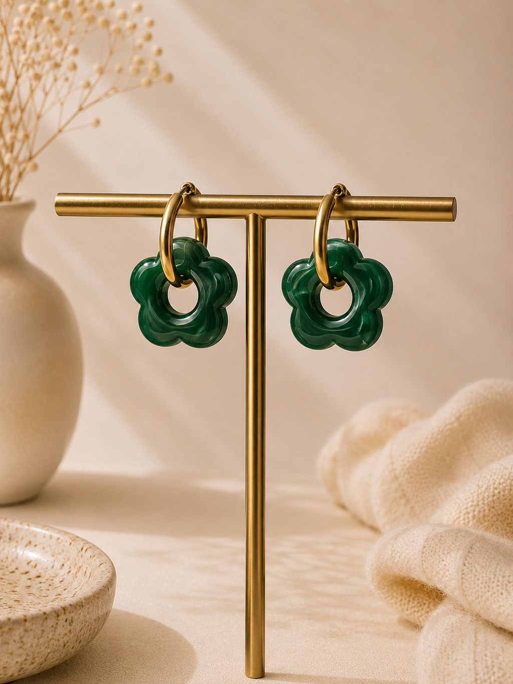 Boucles d'oreilles fleur dorées