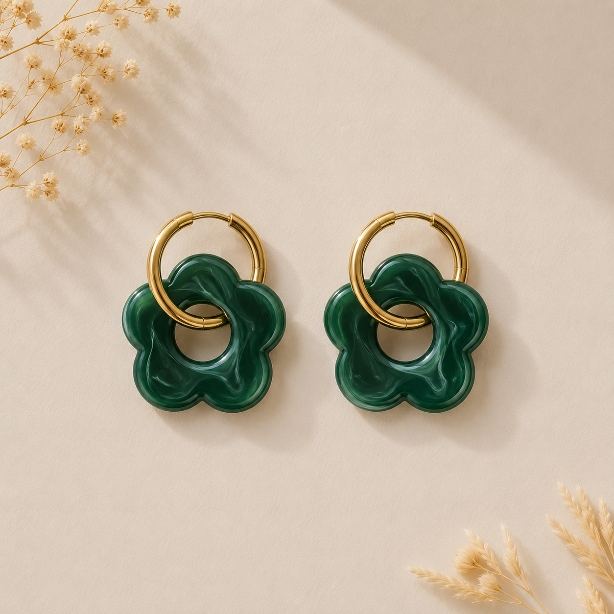 Boucles d'oreilles fleur dorées