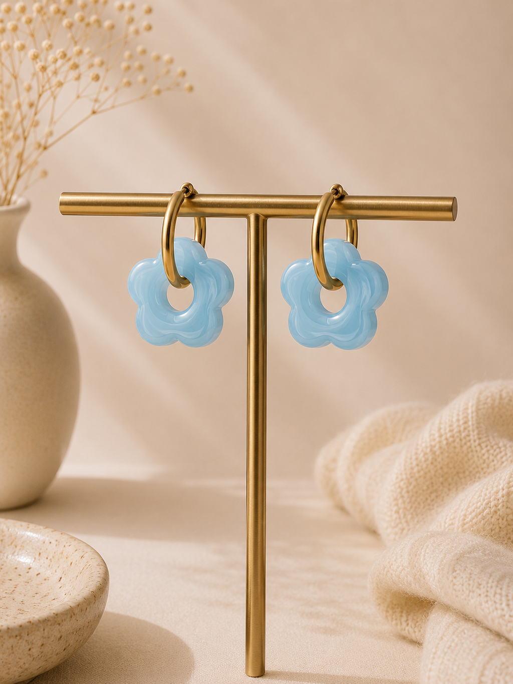 Boucles d'oreilles fleur dorées