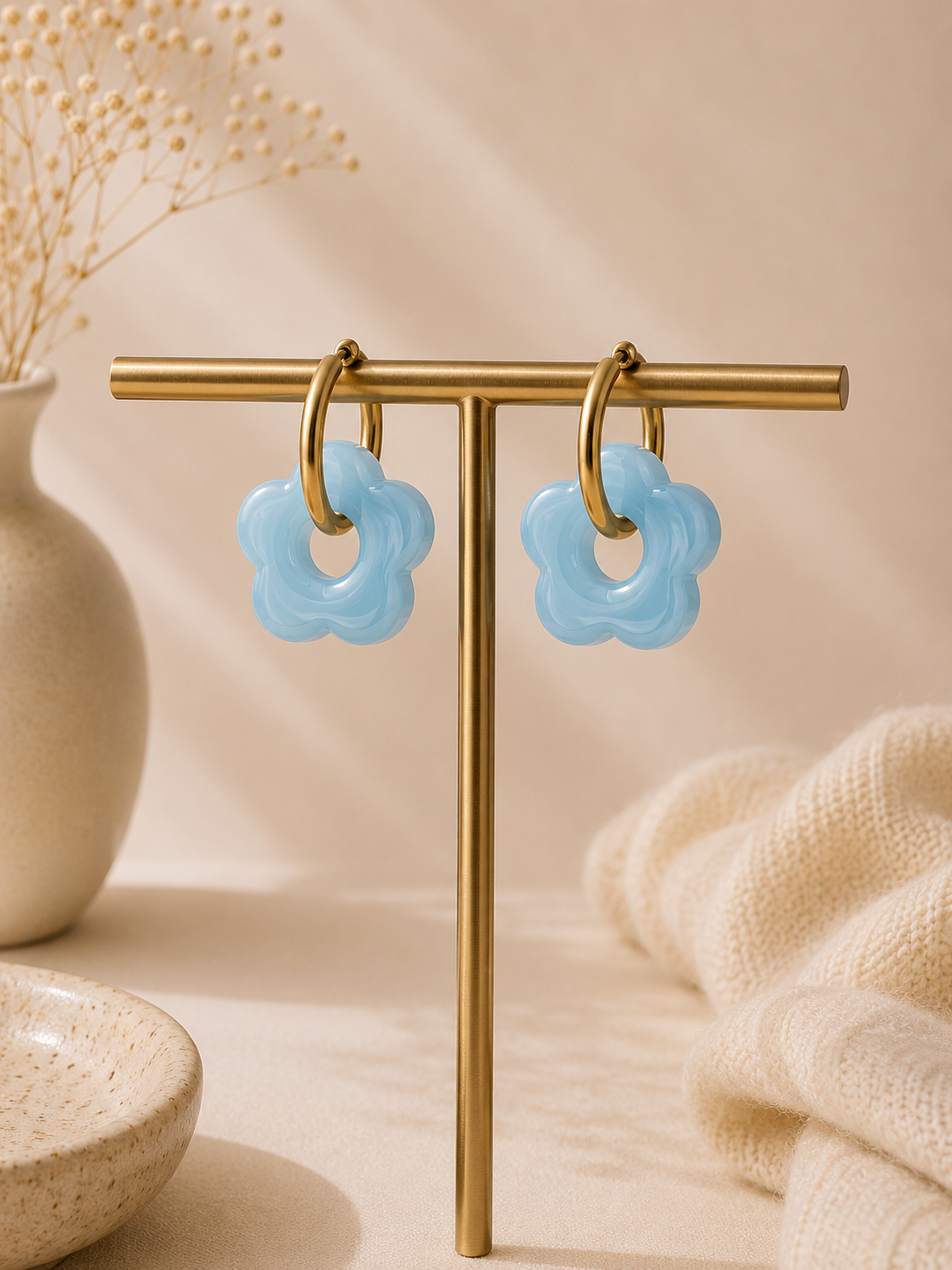 Boucles d'oreilles fleur dorées