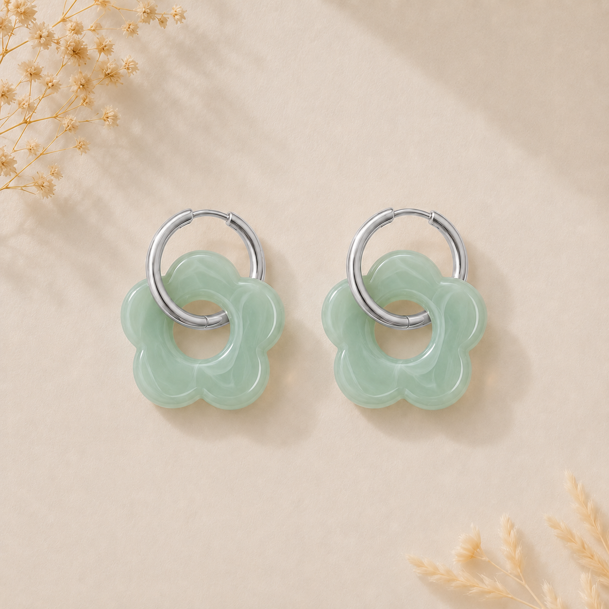 Boucles d'oreilles fleur agentées