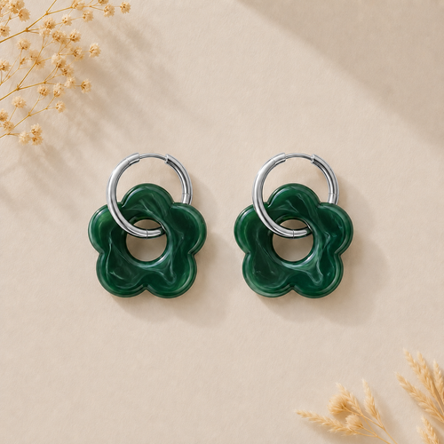 Boucles d'oreilles fleur agentées