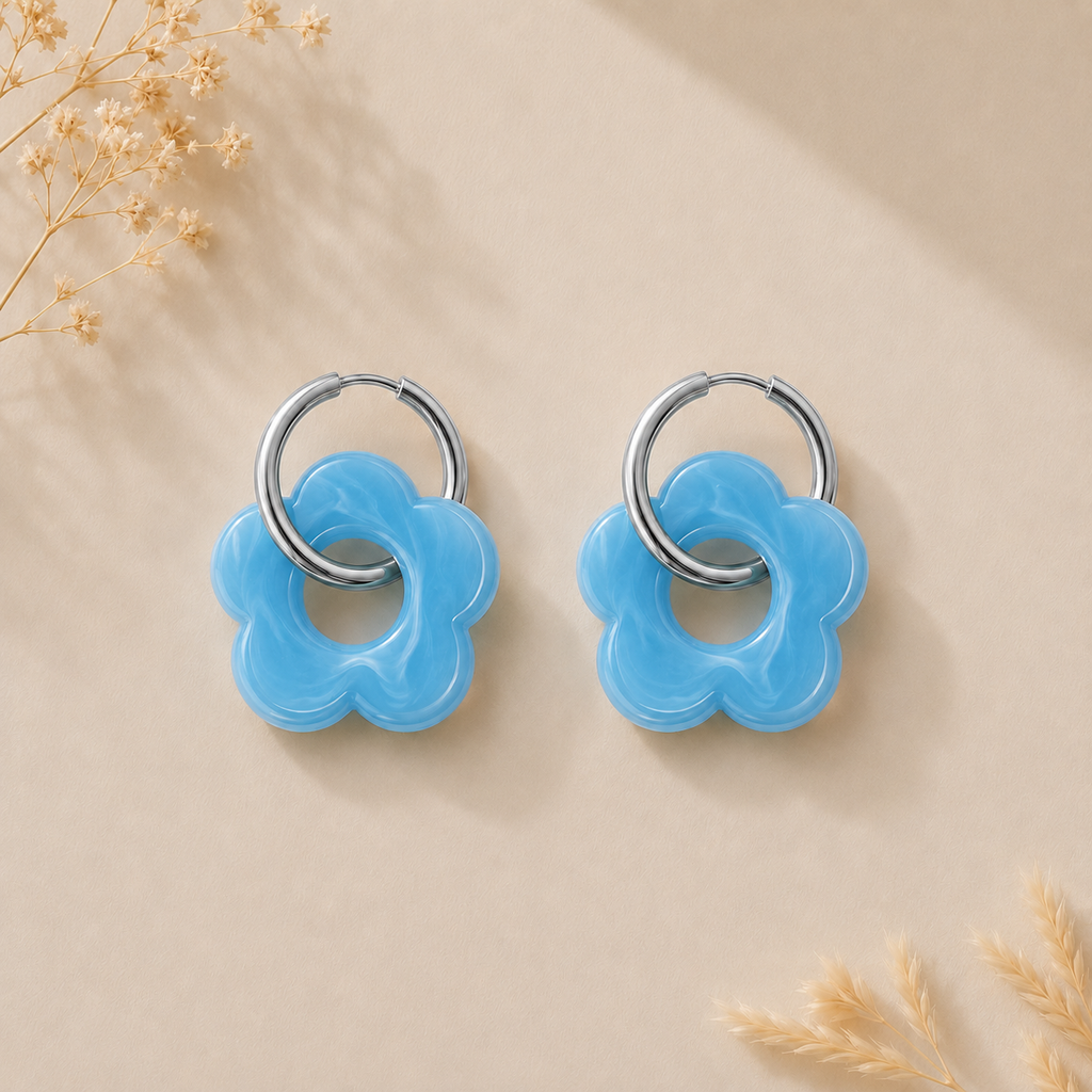 Boucles d'oreilles fleur agentées